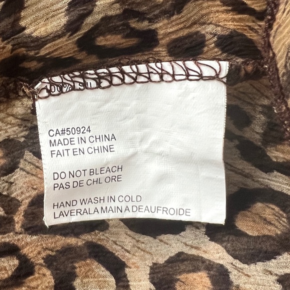 Coco & Tashi - Sheer Brown & Black Leopard Long Sleeve Blouse - Picture 6 of 6